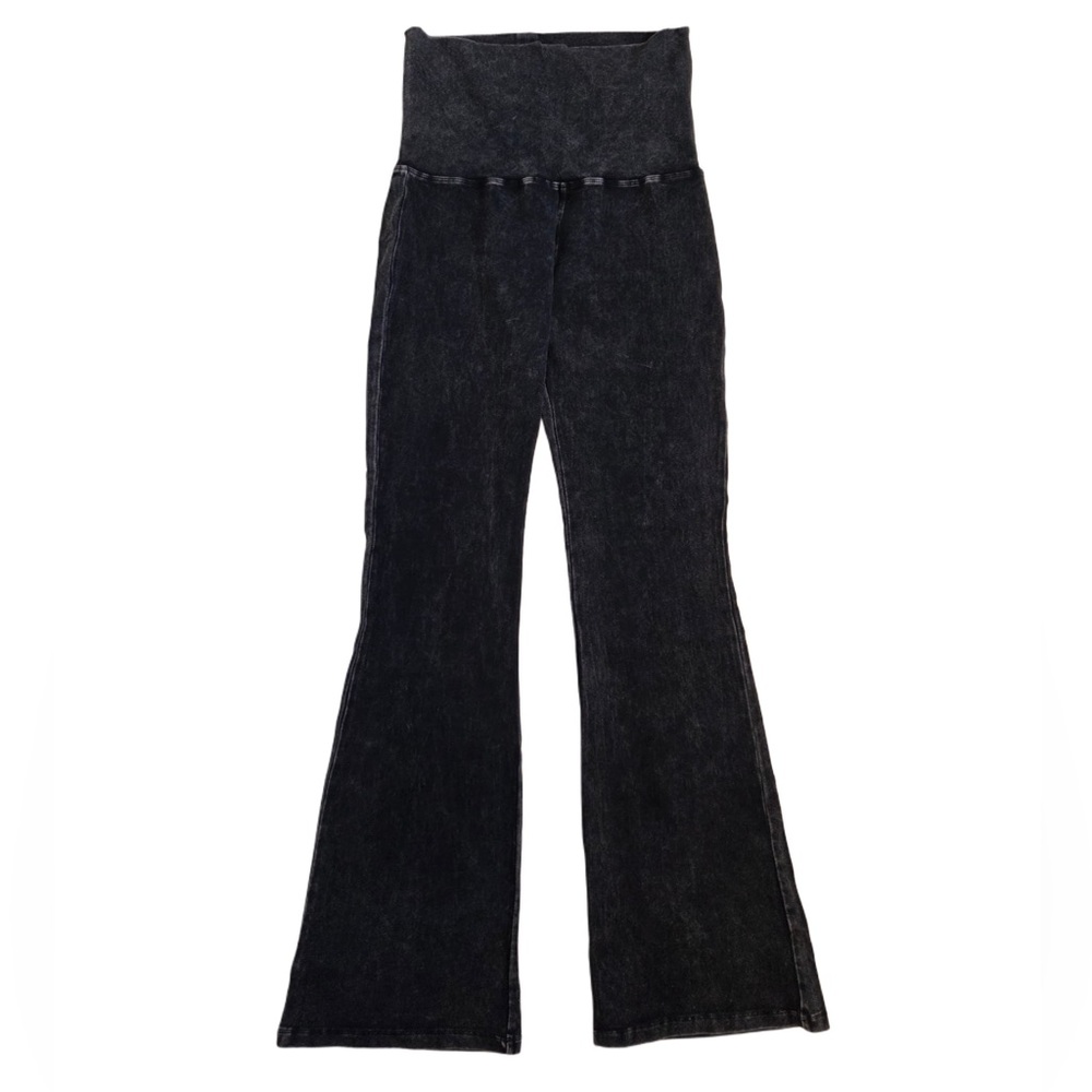 Viosi Wide Leg Boot Cut Black Charcoal Fold Over Waist Yoga Pants!